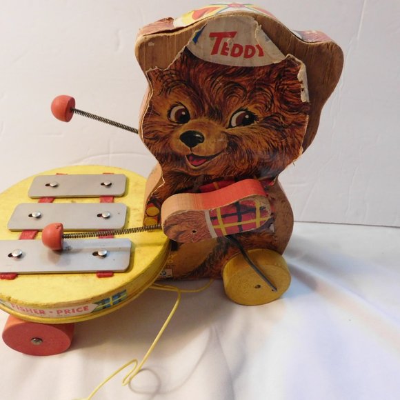 VINTAGE FISHER PRICE TEDDY ZILO XYLOPHONE PULL TOY - Picture 5 of 11